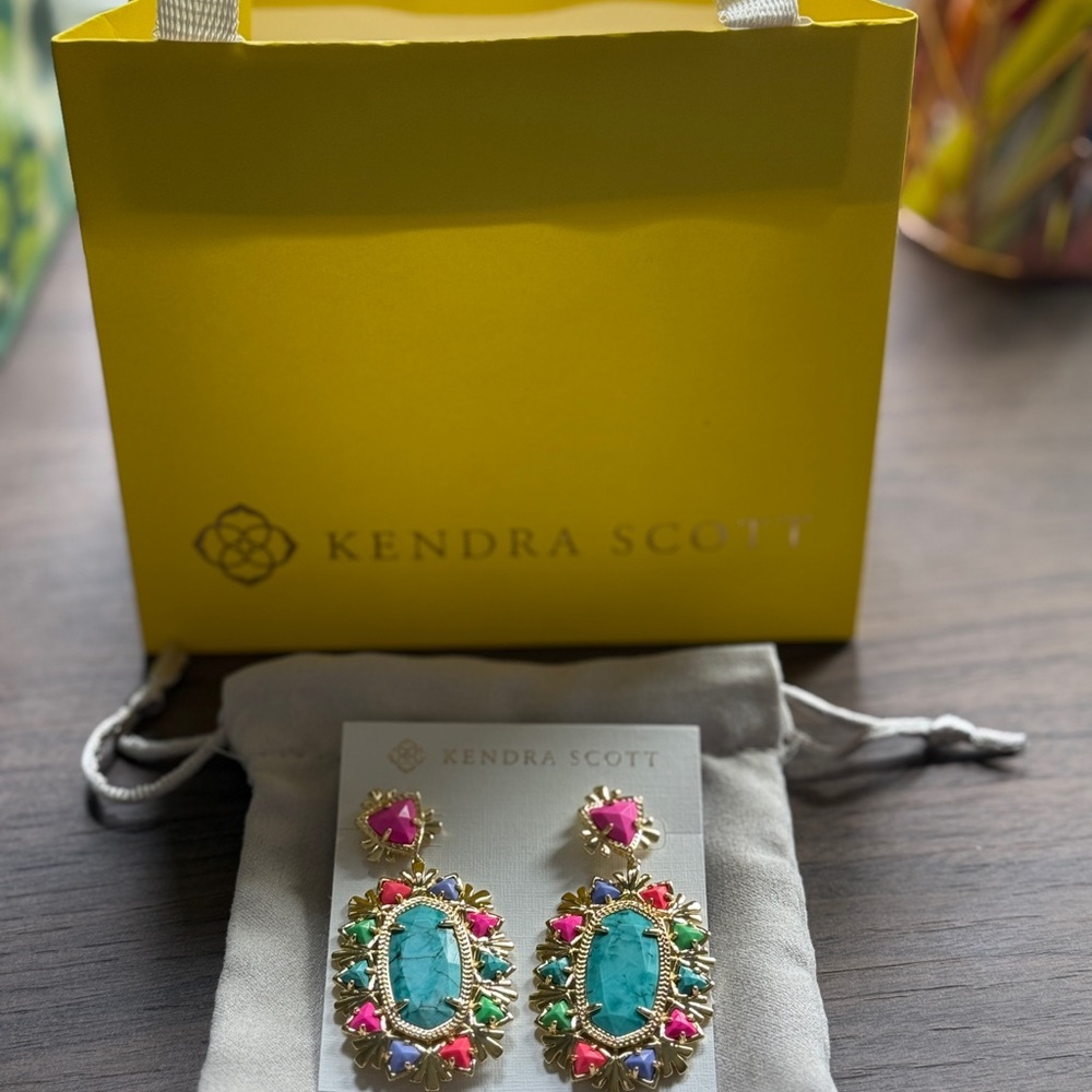Limited edition Kendra Scott Pink and Blue Fiesta Earrings.
